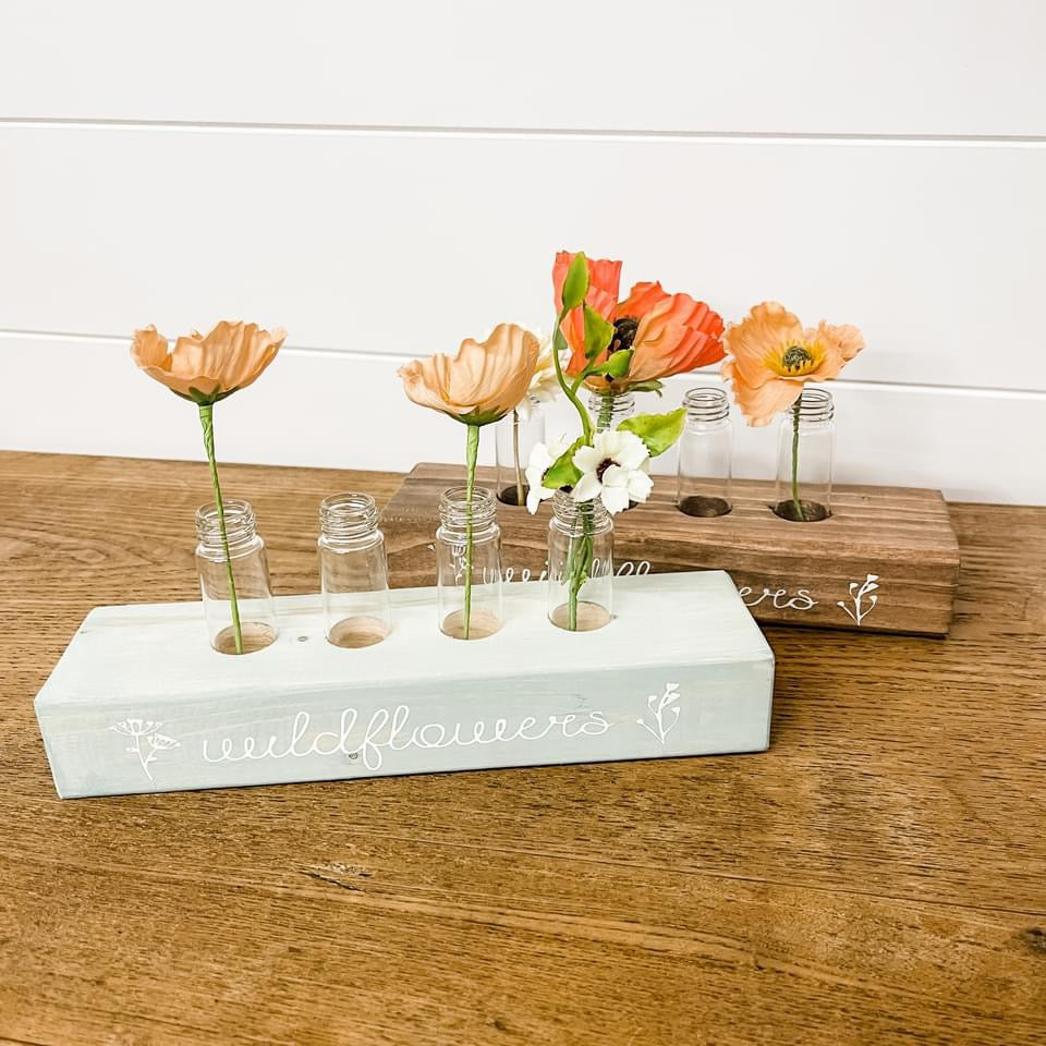 Wood and Glass Flower Holder