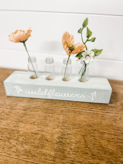 Wood and Glass Flower Holder