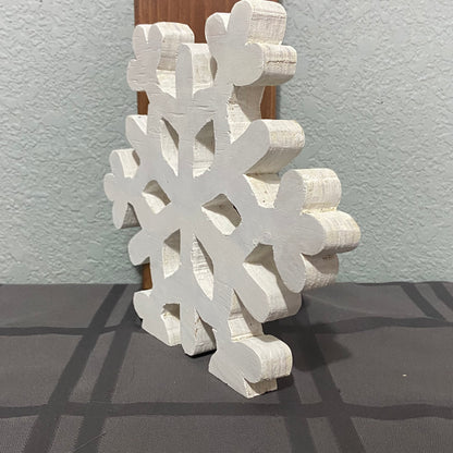 Handcut Wood Snowflake Shelf Sitter