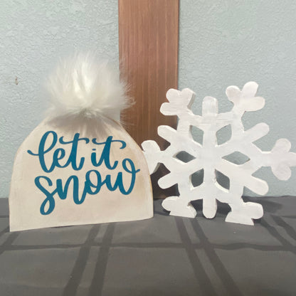 Handcut Wood Snowflake Shelf Sitter