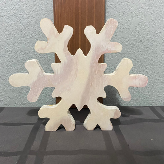 Handcut Wood Snowflake Shelf Sitter