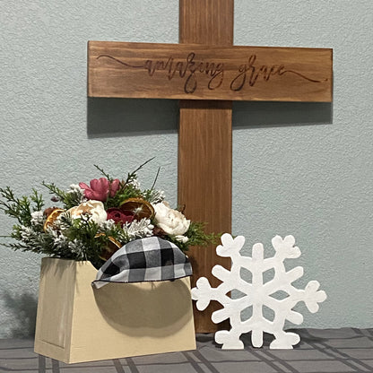 Handcut Wood Snowflake Shelf Sitter