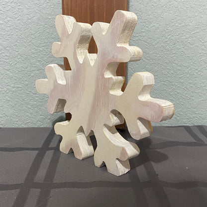 Handcut Wood Snowflake Shelf Sitter